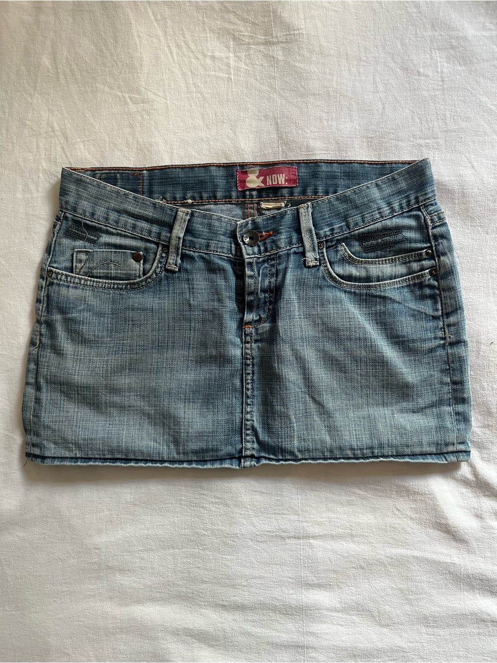 NOW Light Wash Denim Mini Skirt in Faded Blue